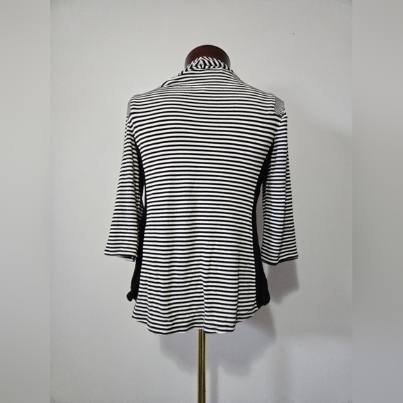 MELISSA NEPTON black And White Striped Open Front Cardigan. Size Small - Picture 7 of 12